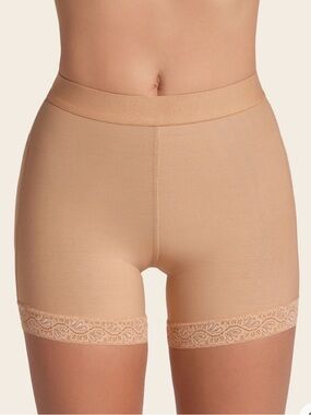 Leonisa Lace-Trim Nude Shaping Shorts